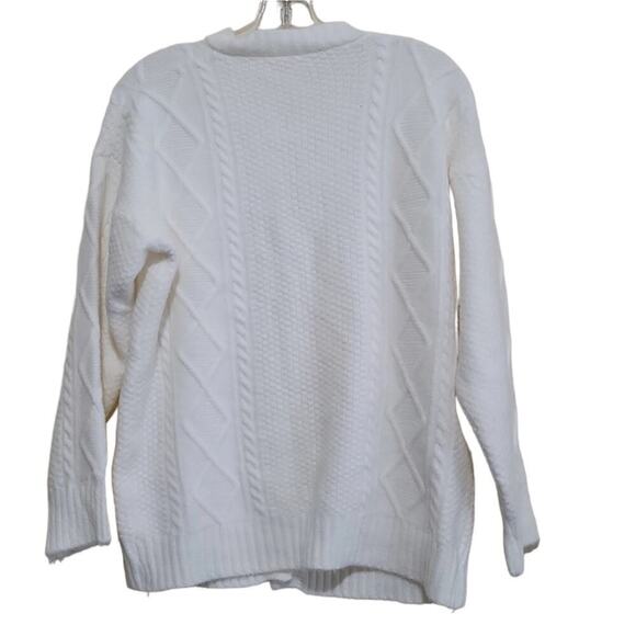 White Button Front Sweater Women's Sz Medium - Picture 2 of 5
